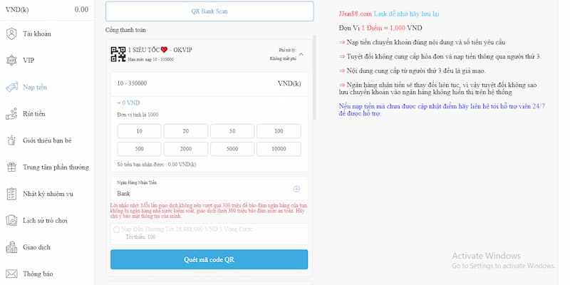Quét mã Qr Code để nạp tiền JUN88 nhanh hơn